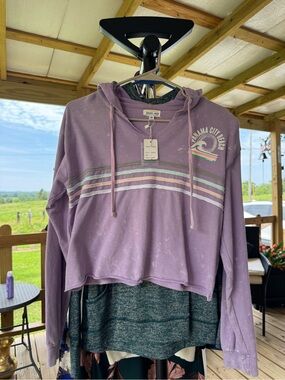 NWT bloom + POP Panama City Beach Florida Purple Cropped Hoodie Small S